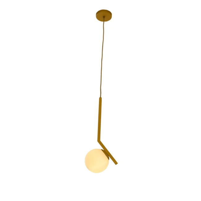 Pendente Aungular Champagne Matalico C/globo Fosco 14cm